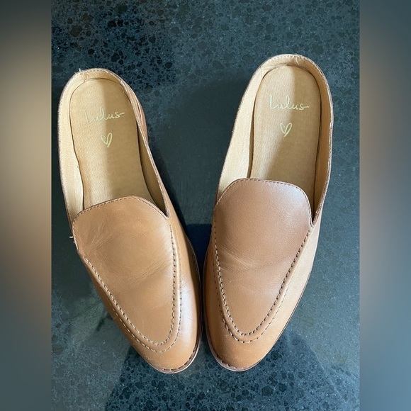 Lulu's Tan Leather Loafers Size 5.5 - Picture 1 of 9